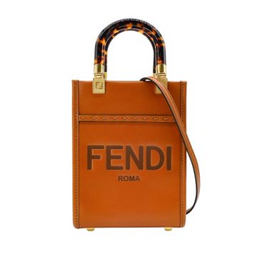 二手品 Fendi Sunshine 全皮手提斜背二用包-mini(8BS051-深棕)