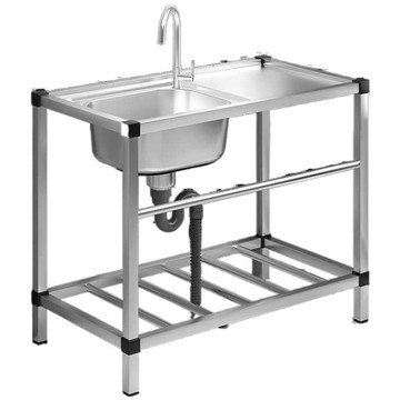 z廚房304不銹鋼水槽水池洗菜盆洗碗池槽帶支架工作臺洗手臺盆家用[DD160109]