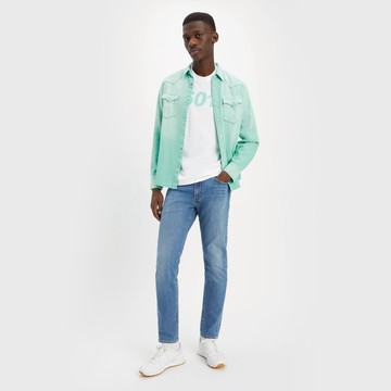 男款 上寬下窄 512低腰修身窄管牛仔褲 / 精工中藍染水洗 / 天絲棉 / 彈性布料 熱賣單品