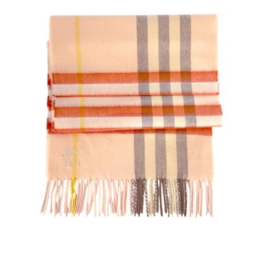 BURBERRY 基本款經典格紋喀什米爾圍巾(茶杯色)