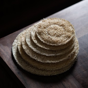 日式防滑絲瓜絡養壺墊茶藝杯墊圓形藤編茶墊茶道功夫茶具茶道配件