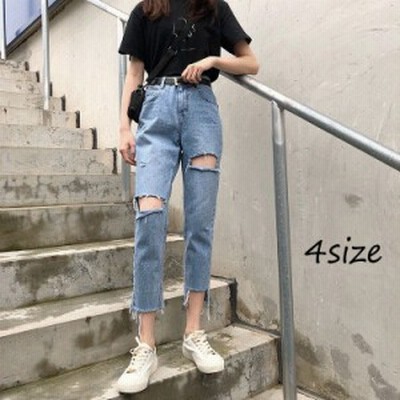 ルーズ ダメージ デニム ストリート ジーンズ 穴あき hr9091 XU ジーンズ 「XU」damage denim pants メンズ レディース