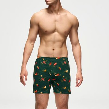 Mr.DADADO-歡天喜地 4L印花四角男內褲-絲光針織棉(綠色)GHQ606GR