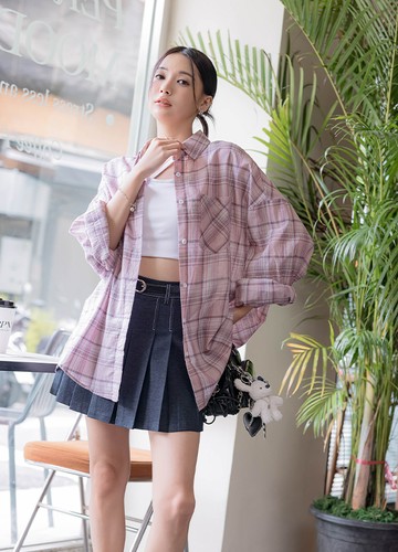 細線韓系格紋襯衫