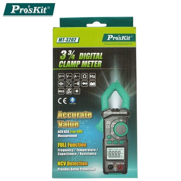耀您館★台灣寶工Pro'skt真有效值3 3/4數位自動量程鉗型三用電錶MT-3202萬用鉤錶(鉗寬3cm;誤測保護;NCV非接觸驗電)【APP下單點數4倍送】
