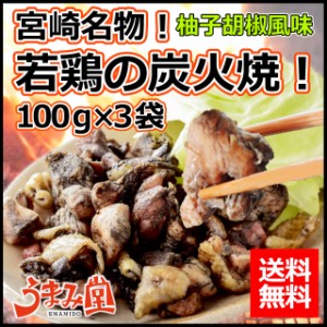 若鶏の炭火焼 ゆず胡椒風味 300g (100g×3袋) 送料無料 ポイント消化 食品 柚子 グルメ おつまみ バーベキュー お試し 非常食 おつまみ