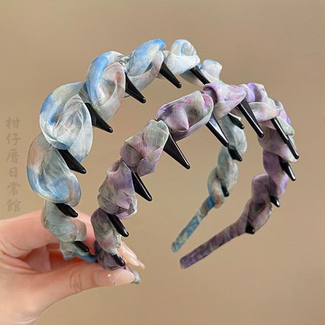 🔥2件9折🍊臺北出貨🍊可開發票紫色褶皺波浪髮箍女2026新款高顱頂顯臉小發卡日常外戴壓發捆頭箍