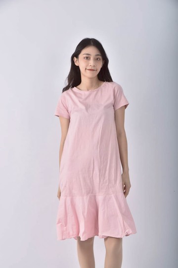(S) uniqlo寬鬆粉色洋裝