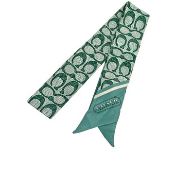 COACH Signature 復古經典標誌真絲絲巾/Twilly(海水藍)