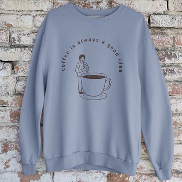 coffee good idea 中性大學T 刷毛 星空灰 秋冬禮物快速咖啡設祭