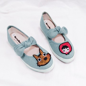 BoingBoing蝴蝶結水洗娃娃鞋 童鞋 室內鞋 教室鞋 帆布鞋 娃娃鞋 小紅帽鞋 台灣製造 聖誕禮物 - 淺牛仔藍