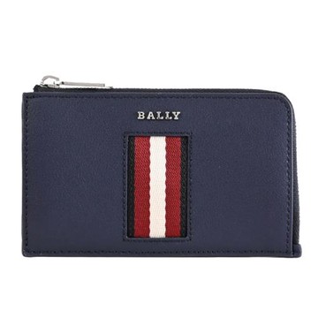 BALLY 6310101 HAGEN 經典織帶L型拉鍊5卡零錢包.深藍