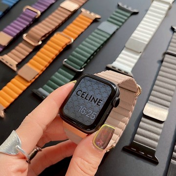 真皮 反釦磁吸錶帶 適用於 Apple Watch 11代 10 98 S7 6 5 SE 蘋果錶帶 45MM 46MM