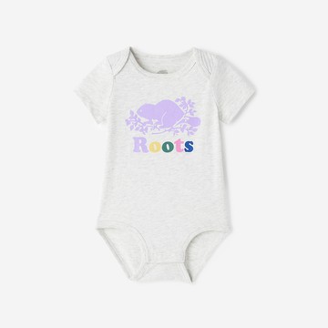 Roots 嬰兒-COOPER 包屁衣 (白麻灰)