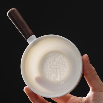 羊脂玉白瓷過濾網公道杯一體茶漏