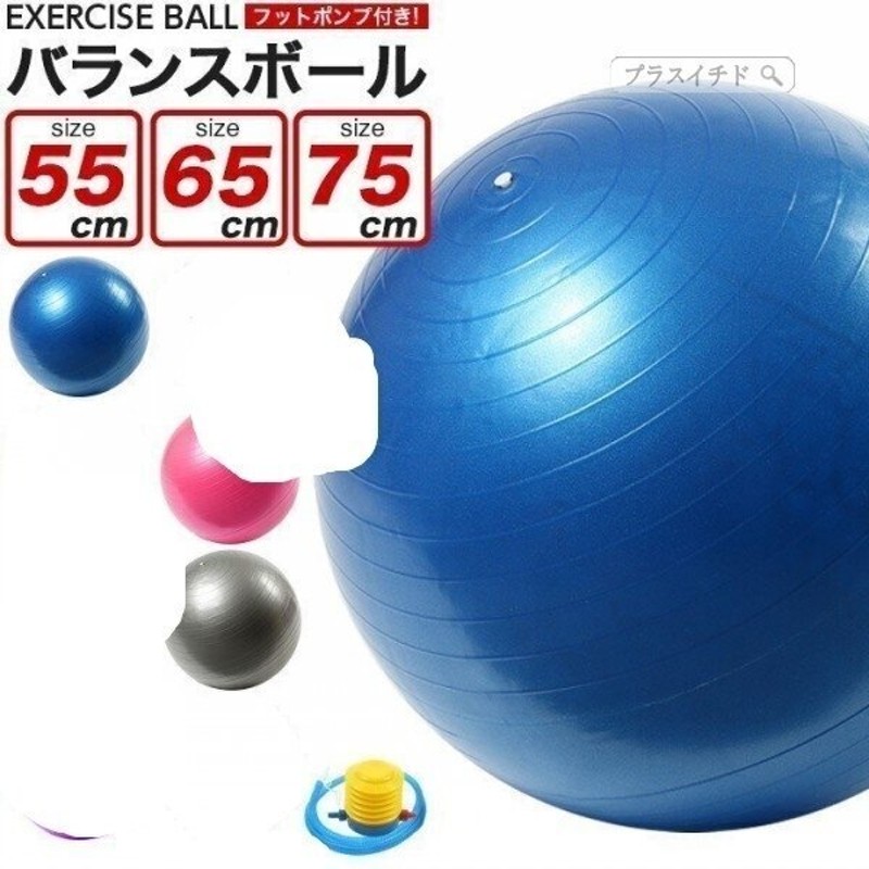 バランスボール 55cm 65cm 75cm フットポンプ付き 空気入れ 耐荷重