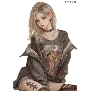 【10月新作5】07-094-0166 人物貼紙 輕龐克女孩