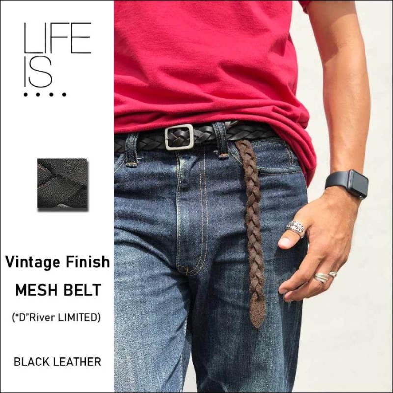 LIFE IS . / Vintage Finish MESH BELT ライフイズ レザーベルト 