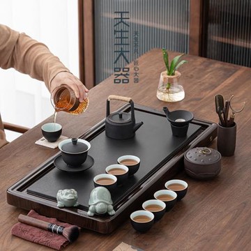天生大器  輕奢功夫茶具家用排水式茶盤現代簡約客廳辦公室小茶臺