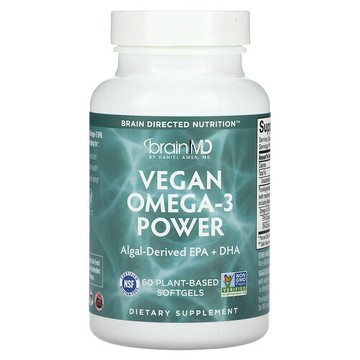 BrainMD, 全素 Omega-3 能量，60 粒植物基軟膠囊