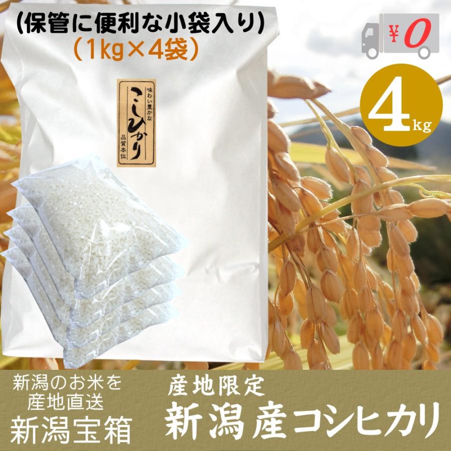 希少米 棚田米 新潟県産 コシヒカリ 1kg×4袋 4kg 新米 米 お米 白米 産地限定 送料無料