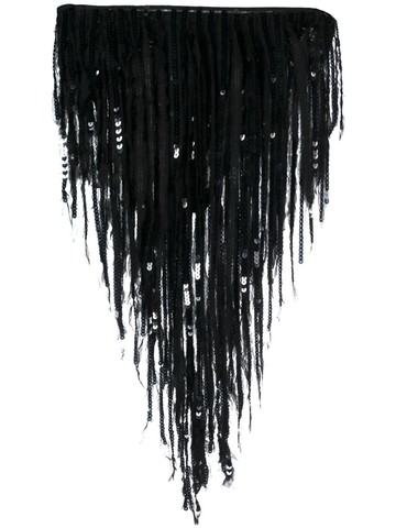 Rick Owens - sequin-embellished fringed skirt - women - Silk/Polyamide/Elastane/Polyester - 38 - Black