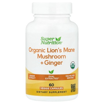 Super Nutrition, 有機猴頭菇 + 姜，60 粒素食膠囊