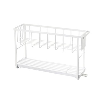 日本【YAMAZAKI】tower雙層窄版瀝水架(白)