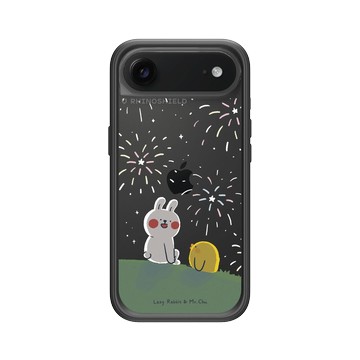 iPhone Air Mod NX -邊框背蓋組合 (相機按鈕) 黑 - 懶散兔與啾先生 Lazy Rabbit and Mr.Chu - 煙火