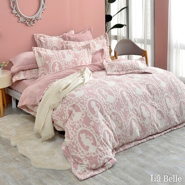【Great Living格蕾寢飾】義大利La Belle 公主童話 特大韓式立體雪雕絨防蹣抗菌吸濕排汗被套床包組 粉色