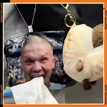 新款英超曼城哈蘭德抽象抽紙掛件決戰足球梗之巔包掛裝飾送朋友收藏