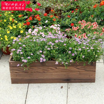 防腐木花箱陽臺長方形花盆花槽木質種菜箱菜盆種植箱深碳化
