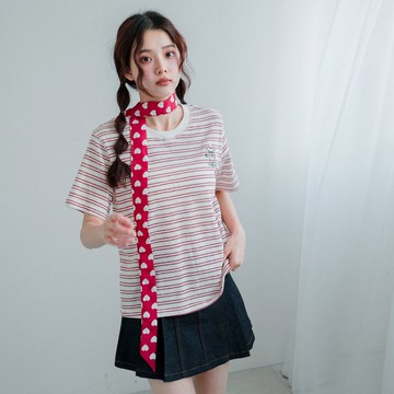 現貨★條紋刺繡彩色釦子雪花棉上衣(共2色) 0729 【NR1619】