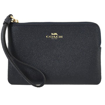 COACH 58032 馬車LOGO烙印防刮全皮革手拿包.深藍