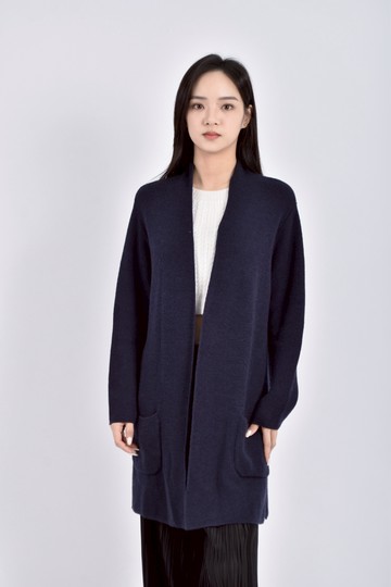 (L) anvalides質感羊毛長袖藍色罩衫