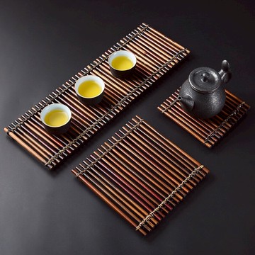 陶福氣手工竹編茶托竹排竹托盤小壺墊茶具干泡臺茶席竹茶盤茶道配