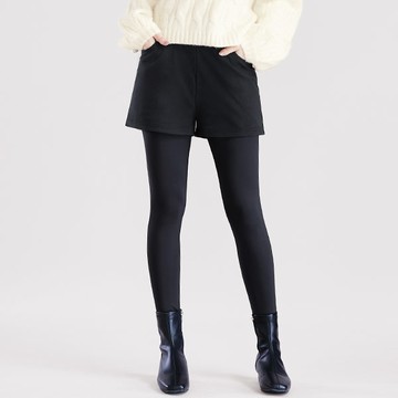 高磅棉質磨毛假兩件短褲內搭褲