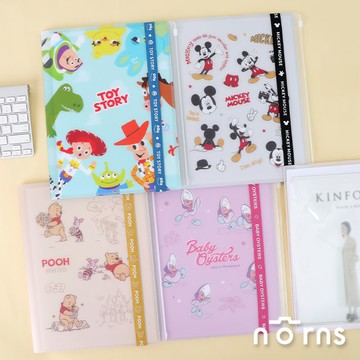 迪士尼6+1多功能資料夾附束帶- Norns Original Design 展開式A4 L夾 小熊維尼 米奇 玩具總動員 牡蠣寶寶