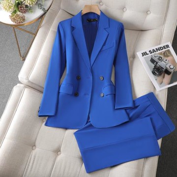 藍色西裝外套女氣質高級感酒店經理休閑正裝職業西服套裝工作服冬