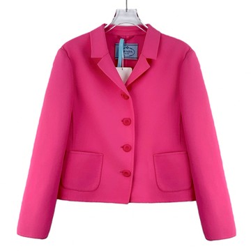 (L) prada質感西裝棉質排扣粉色外套