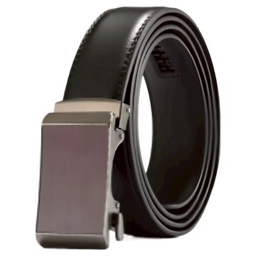 本革職人 男仕穩重氣場質感拉絲紋免鑽孔伸縮自動扣真皮皮帶 棕色扣頭款  黑色  125cm