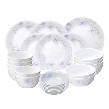 Corelle 康寧 Lapinue 6人份圓形餐具組  6個飯碗 + 6個湯碗 + 6個小菜碟 + 3個小圓盤 + 2個中圓盤 + 大圓盤  白色  1組