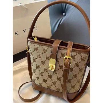 法國MKDA復古水桶包女2025新款高級感印花手提包包百搭單肩斜挎包