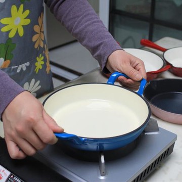 鑄鐵琺瑯平底鍋小煎鍋煎盤煎蛋鍋牛排鍋輔食小鍋無涂層不粘鍋加厚