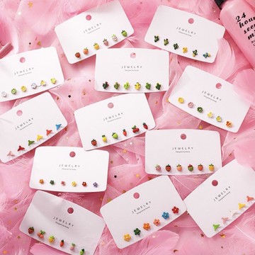 ▪NANA▪Y08 日韓流行時尚 S925 迷你小巧 不對稱 可愛 水果 仙人掌 小花 不規則幾何 甜美耳飾 耳環 耳針