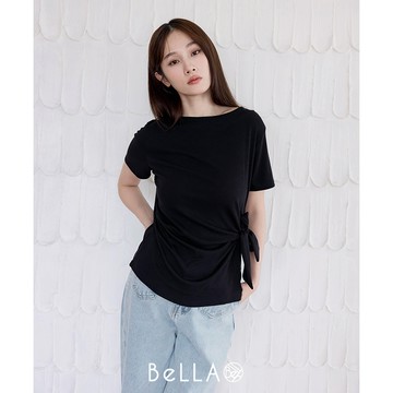 【夏季新品】BeLLA 側綁帶造型上衣 黑色