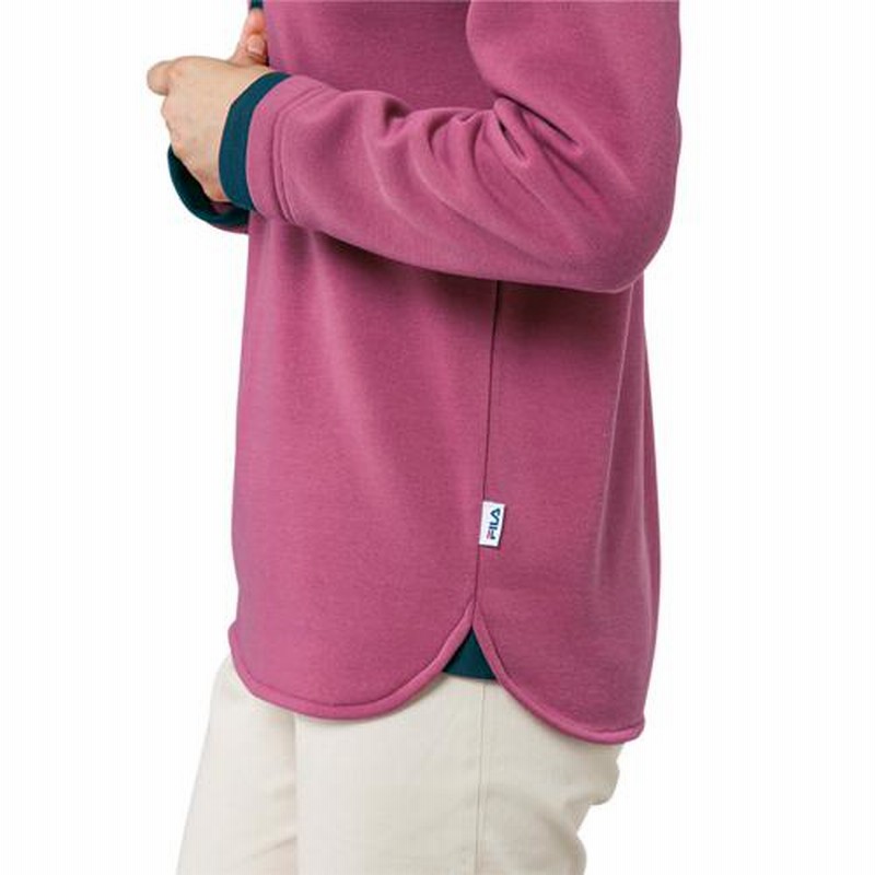 裏起毛 トレーナー レディース FILA 暖か ハイネック プルオーバー 3色組 婦人服 ミセス シニア 女性 ピンク ブラック グレー 秋冬　fri　p26403 裏起毛 トレーナー レディース FILA 暖か ハイネック プル