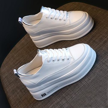 網面小個子內增高爆款厚底小白鞋女2022新款女鞋松糕鞋休閑鞋顯高