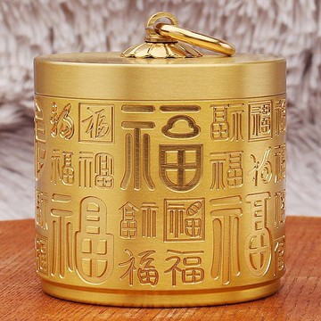 【現貨速發】黃銅車用菸灰缸 家居辦公室車用帶蓋浮雕祥雲百福菸缸 銅工藝品擺件 菸灰缸