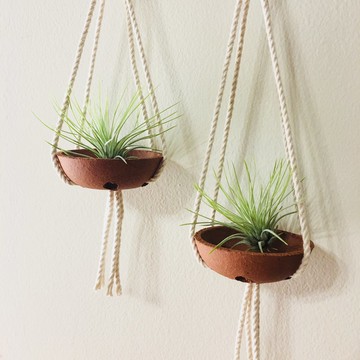 MACRAME  手工空氣鳳梨吊飾 小瓦紅陶掛盆 空氣鳳梨支架-不含植物